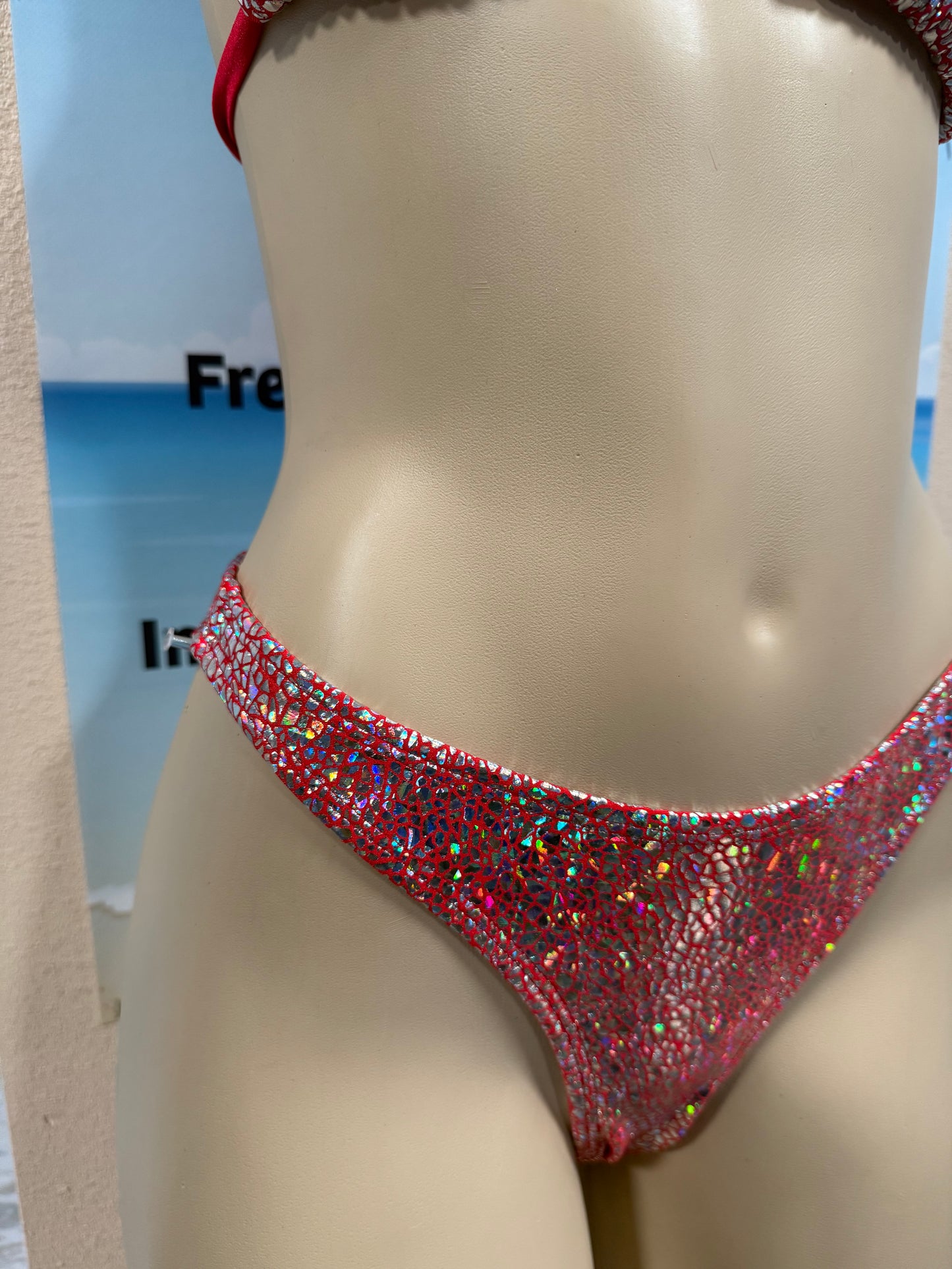 Thong Bottoms Red Silver Stained Glass