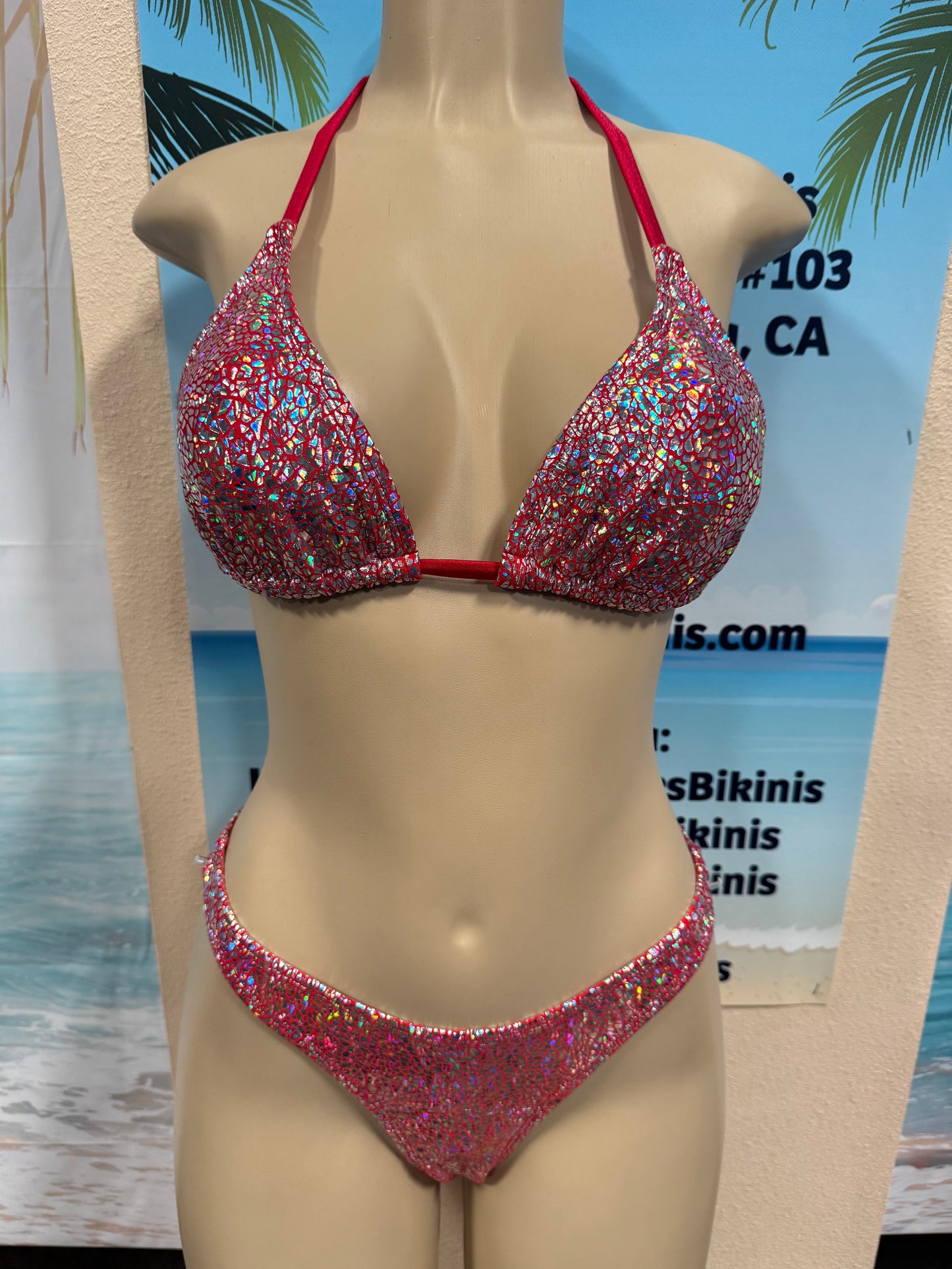 Thong Bottoms Red Silver Stained Glass