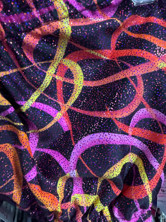 Ella Reversible Ruffle Top Black Magenta Pink Ribbons Metallic