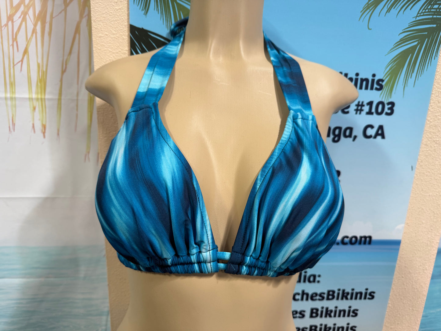 Lola Double String Bikini Top Blue Nova