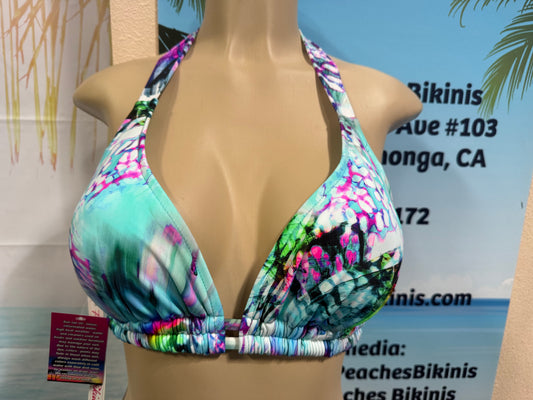 Lola Double String Bikini Top Aqua Acid