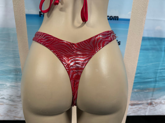 Thong Bottoms Red Silver Zebra