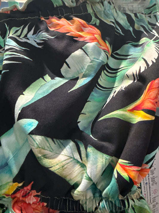 Ella Reversible Ruffle Top Black Mint Tropical