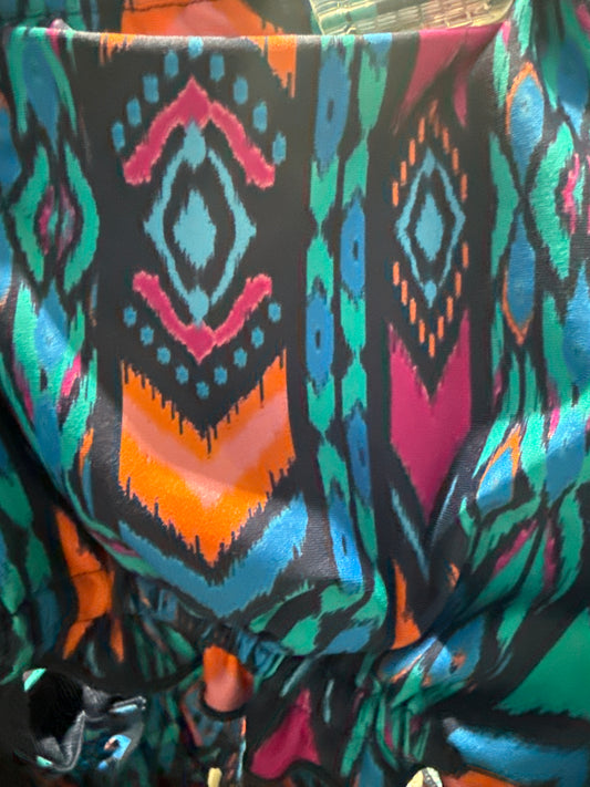 Ella Reversible Ruffle Top Navy Coral Tribal