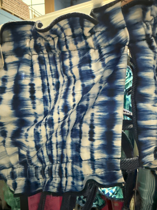 Ella Reversible Ruffle Top Navy White Tie Dye