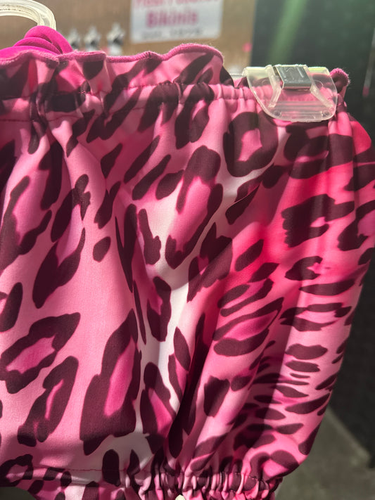 Ella Reversible Ruffle Top Fuchsia Pink Leopard