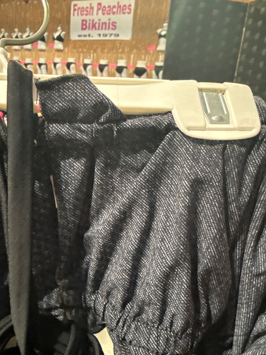 Ella Reversible Ruffle Top Black Denim