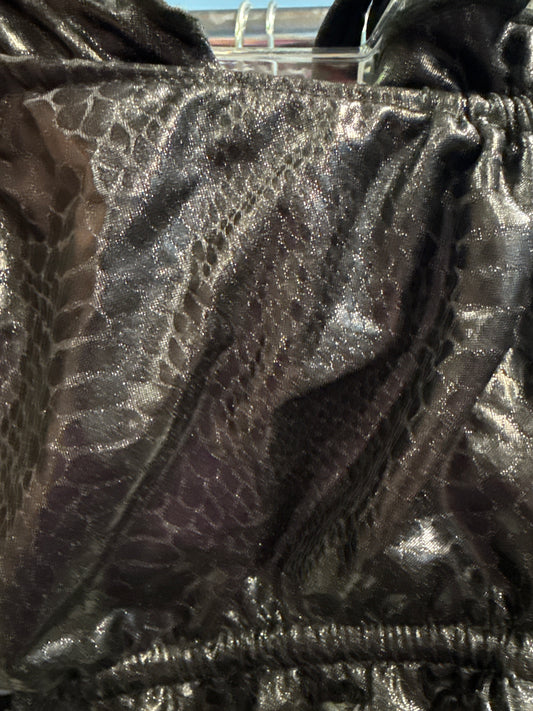 Ella Reversible Ruffle Top Black Anaconda