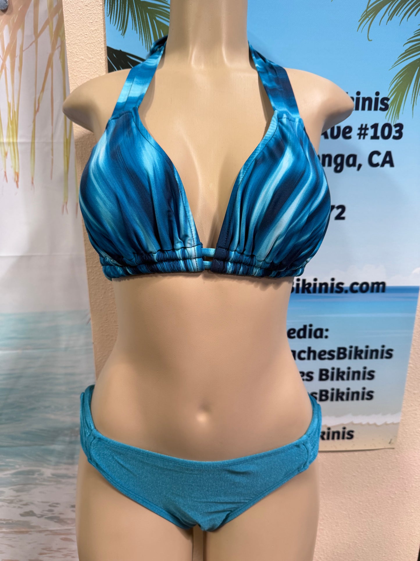 Lola Double String Bikini Top Blue Nova