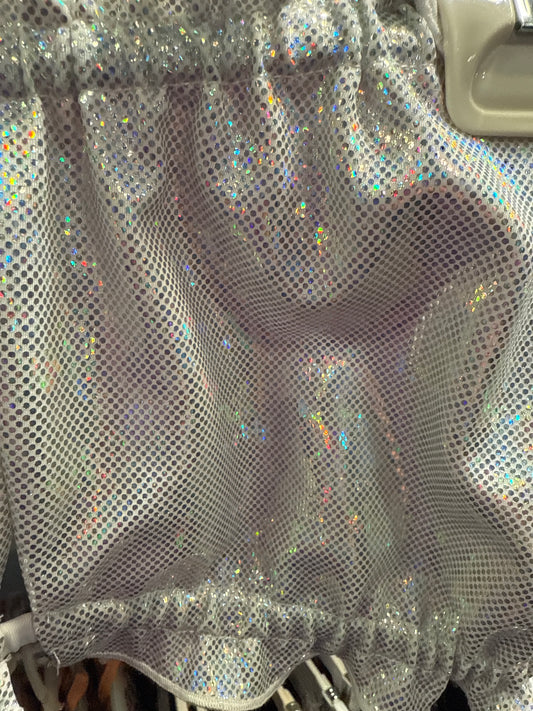 Ella Reversible Ruffle Top White Broken Glass Metallic