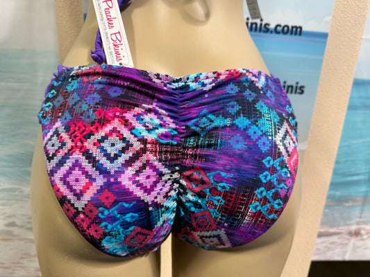 Paradise Bikini Bottoms Purple Argyle