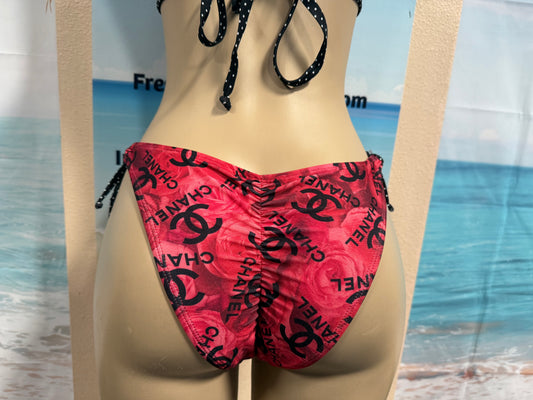 Cabo Tie Side Bottoms Designer CC Roses and Polka Dots