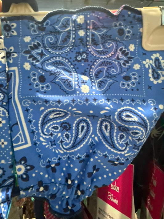 Ella Reversible Ruffle Top Blue Bandana