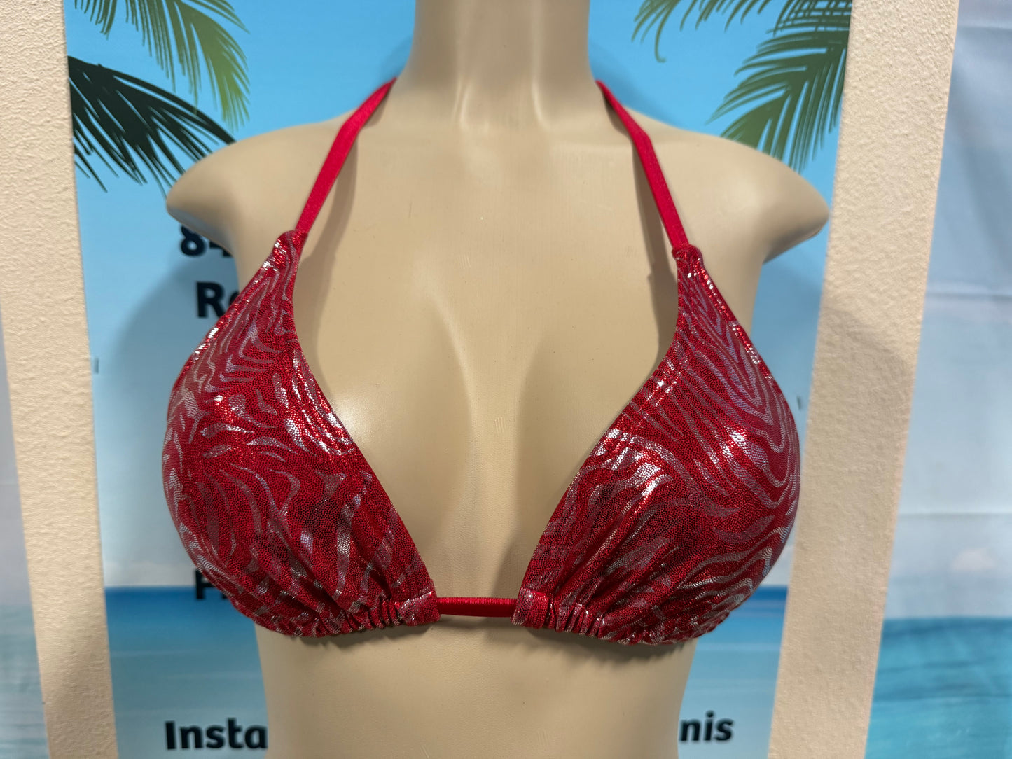 Lyla Triangle Top Red Silver Zebra