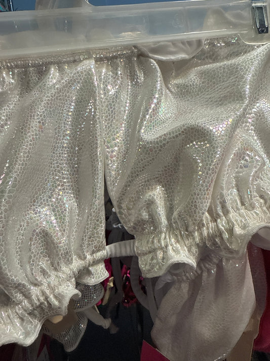 Ella Reversible Ruffle Top White Fantasy Metallic