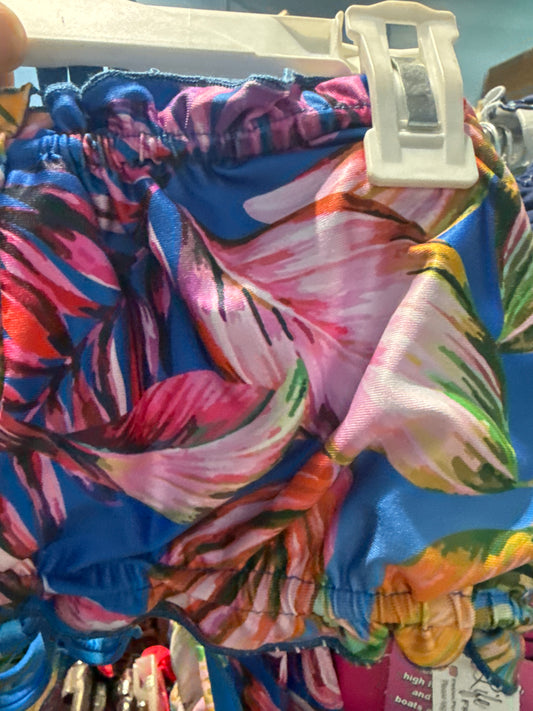 Ella Reversible Ruffle Top Royal Blue Pink Floral