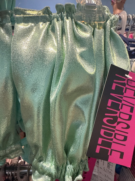 Ella Reversible Ruffle Top Mint Metallic