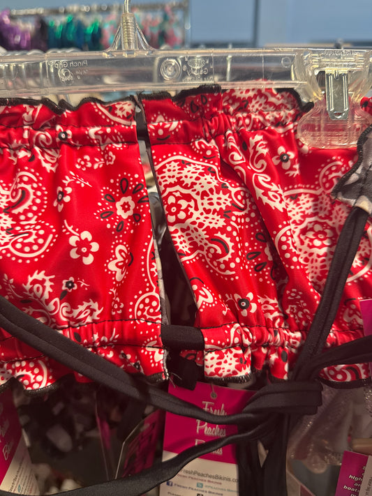 Ella Reversible Ruffle Top Red Bandana