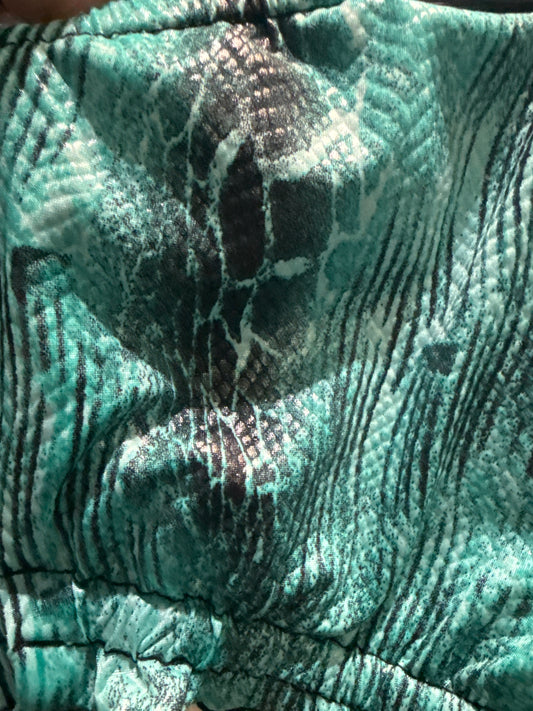 Ella Reversible Ruffle Top Teal Black Snake