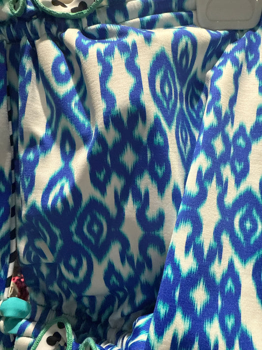 Ella Reversible Ruffle Top White Turquoise Tribal