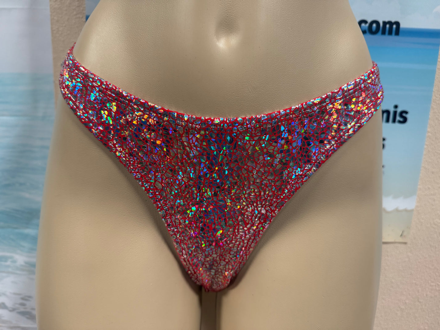 Thong Bottoms Red Silver Stained Glass