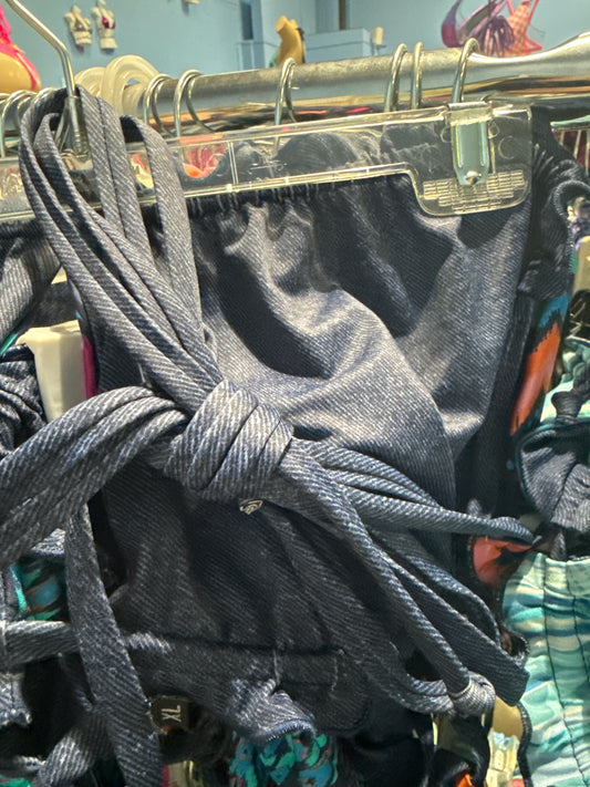 Ella Reversible Ruffle Top Blue Denim