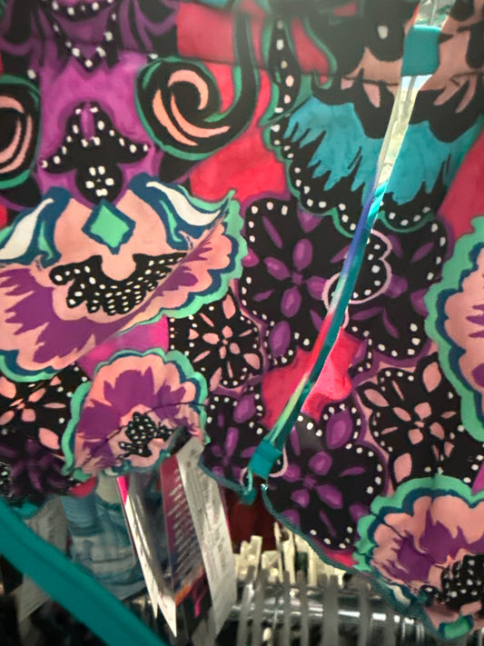 Ella Reversible Ruffle Top Black Purple Vintage Flowers