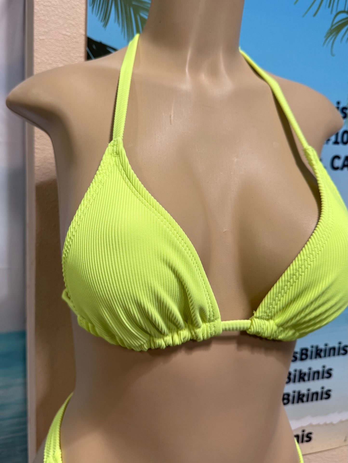 Lyla Triangle Top Neon Yellow Ribbed