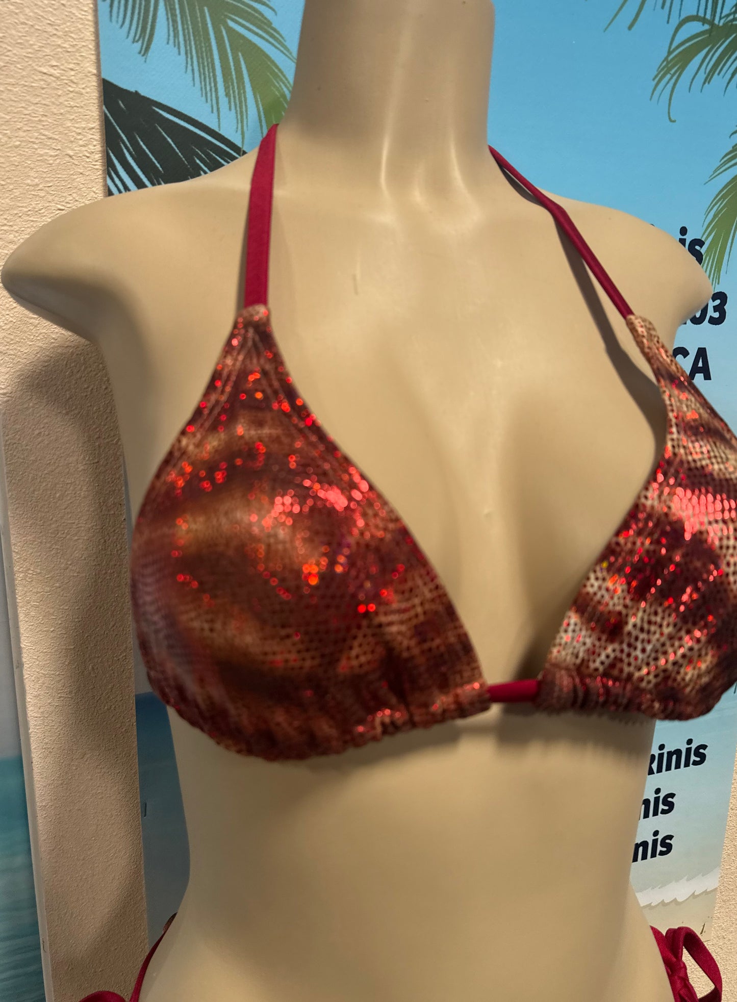 Lyla Triangle Top Burgundy Tiger