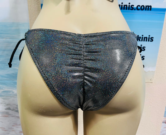 Cabo Tie Side Bottoms Black Rainbow Hologram