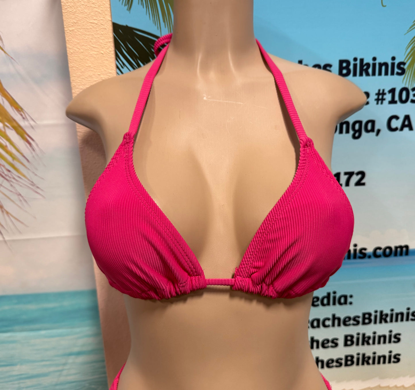 Lyla Triangle Top in Cherry Blossom Pink Ribbed