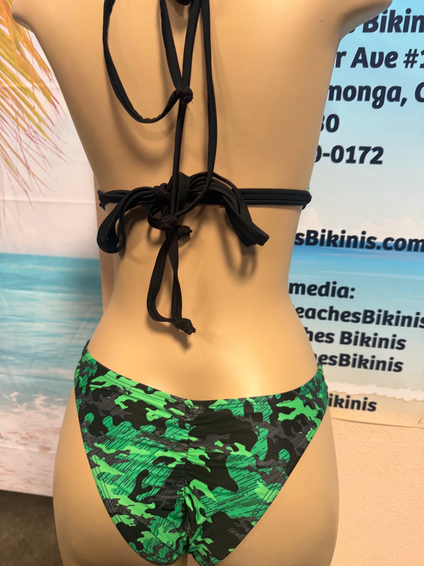 Lolita Double String Top Black Green Camouflage