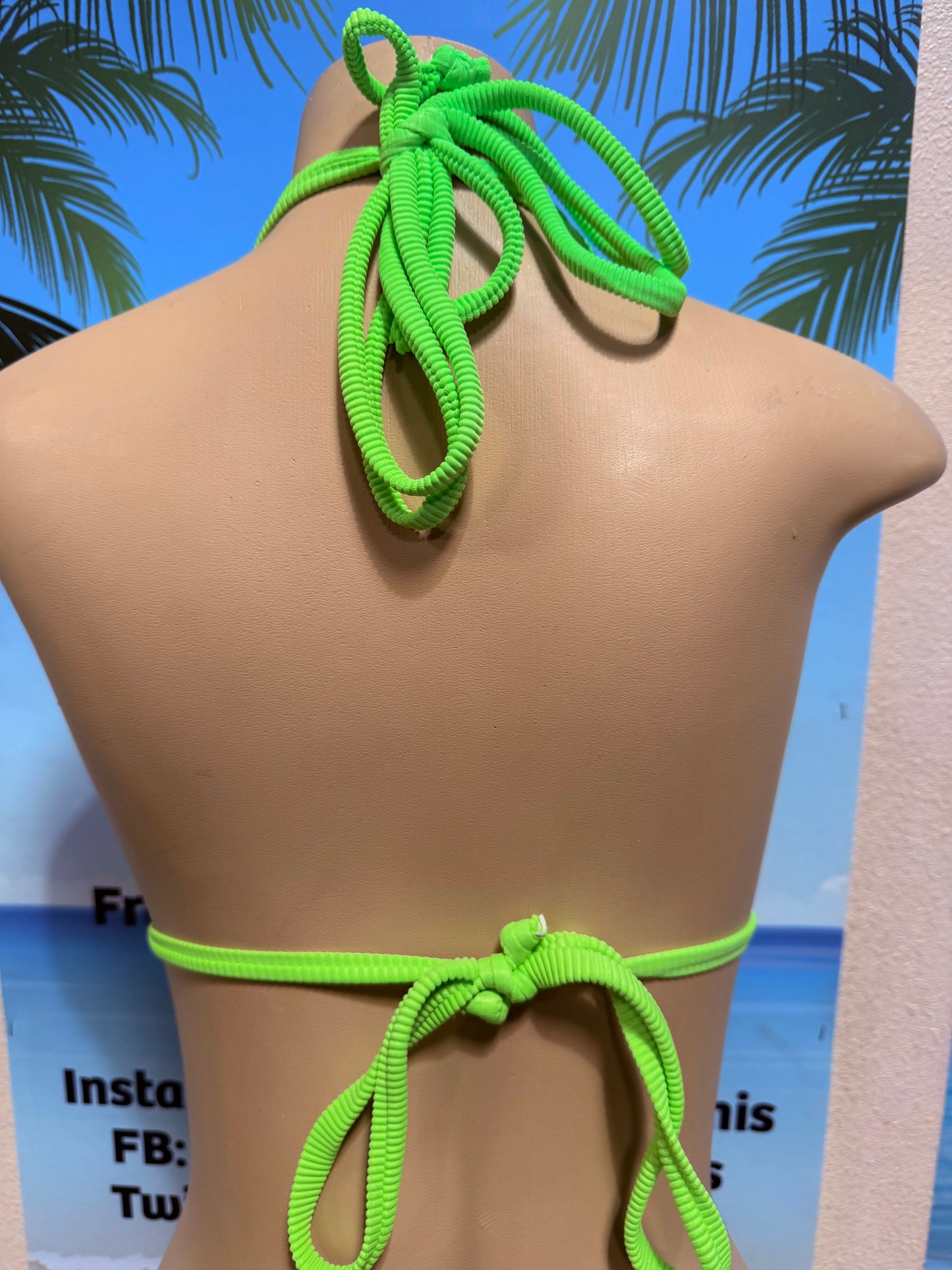 Layla Triangle Top Neon Green Ribbed