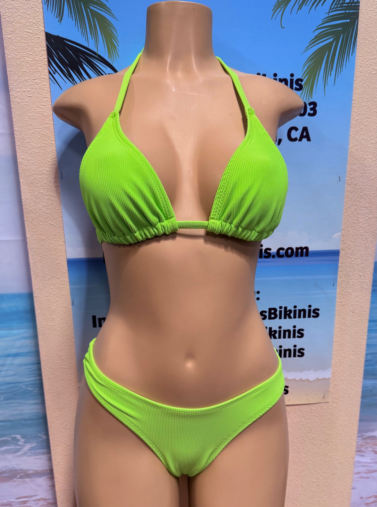 Thong Bottoms Neon Green Ribbed