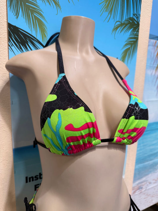 Lyla Triangle Top Pink Green Camouflage