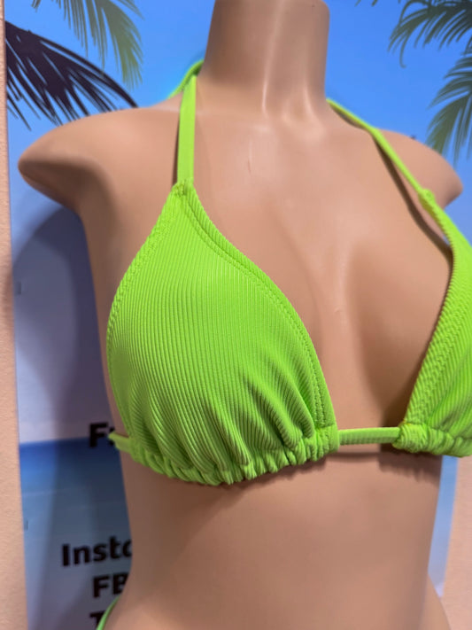 Lyla Triangle Top Neon Green Ribbed