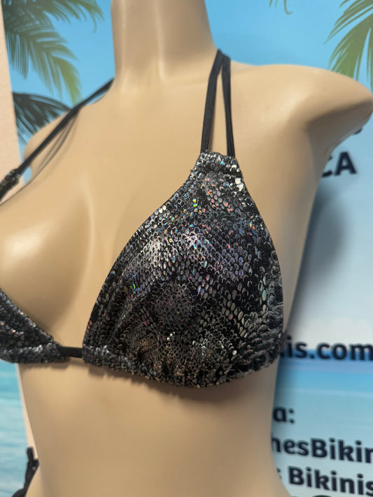 Layla Triangle Top Black and Silver Rainbow Cobra