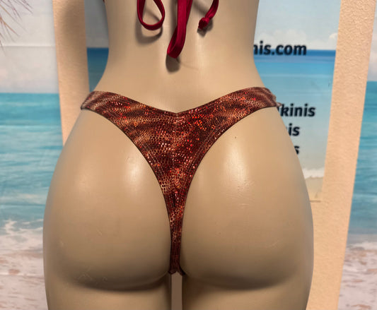 Thong Bottoms Burgundy Tiger