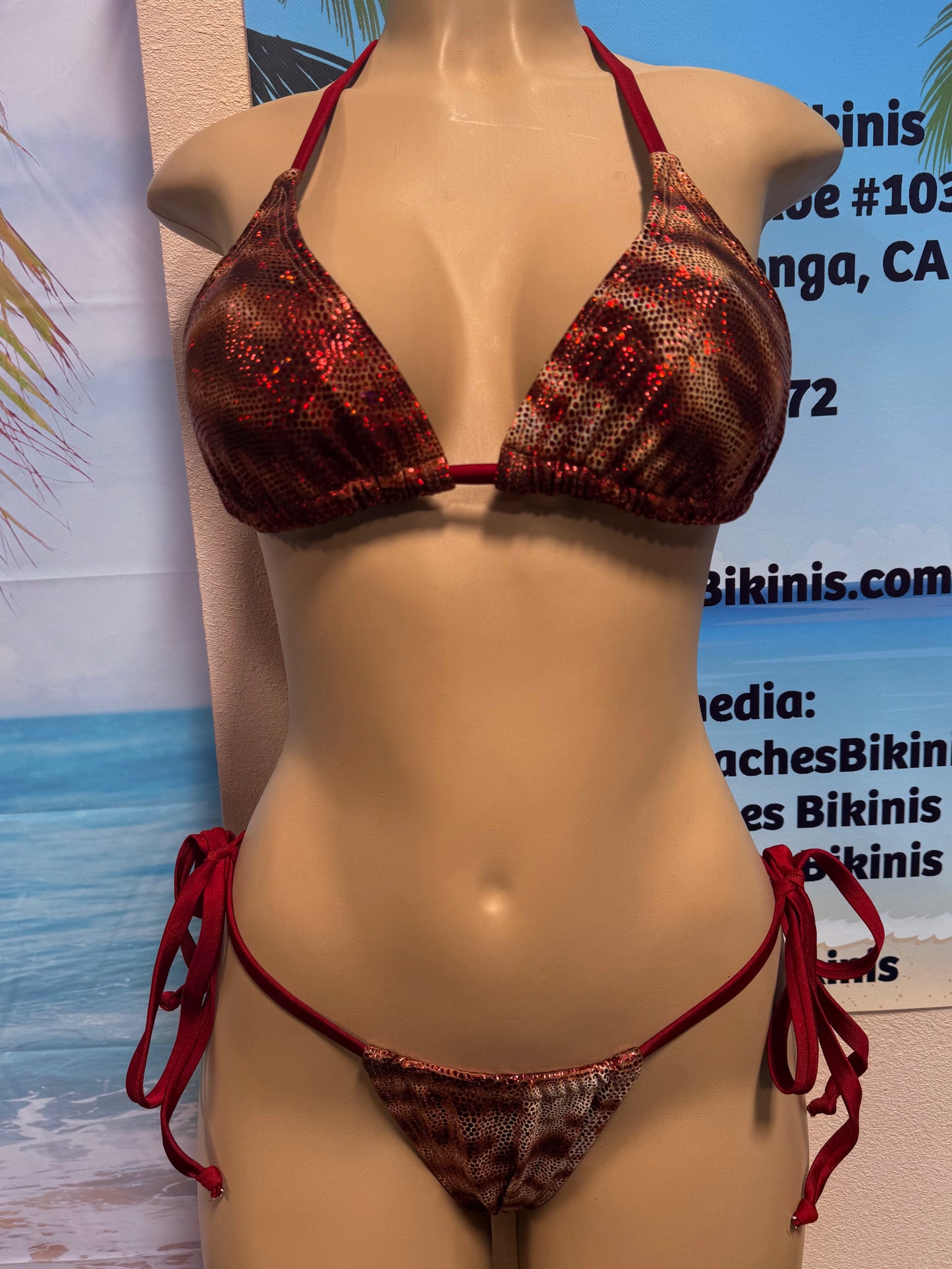 Lyla Triangle Top Burgundy Tiger