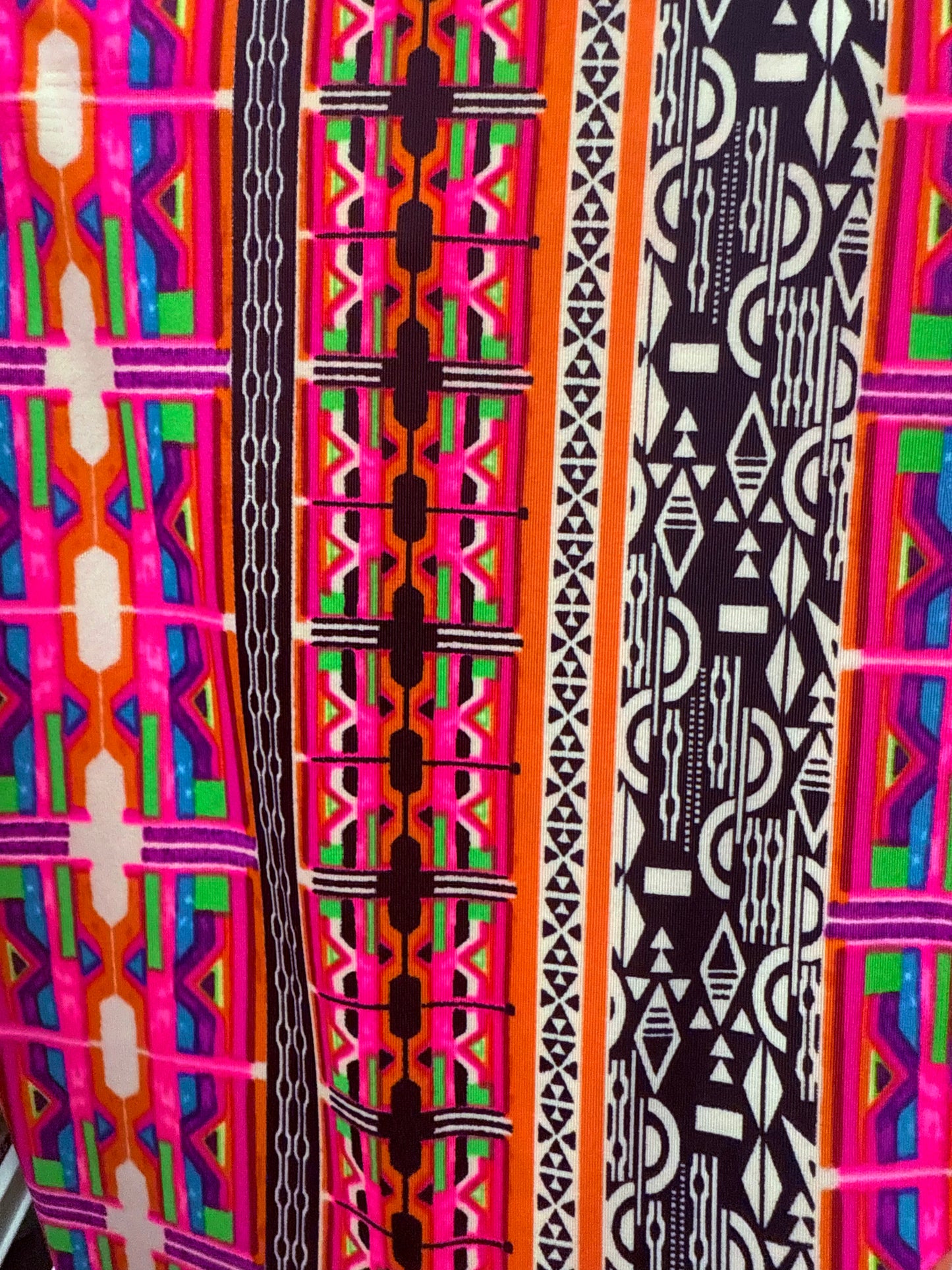 Lolita Double String Bikini Top Neon Coral Black Tribal