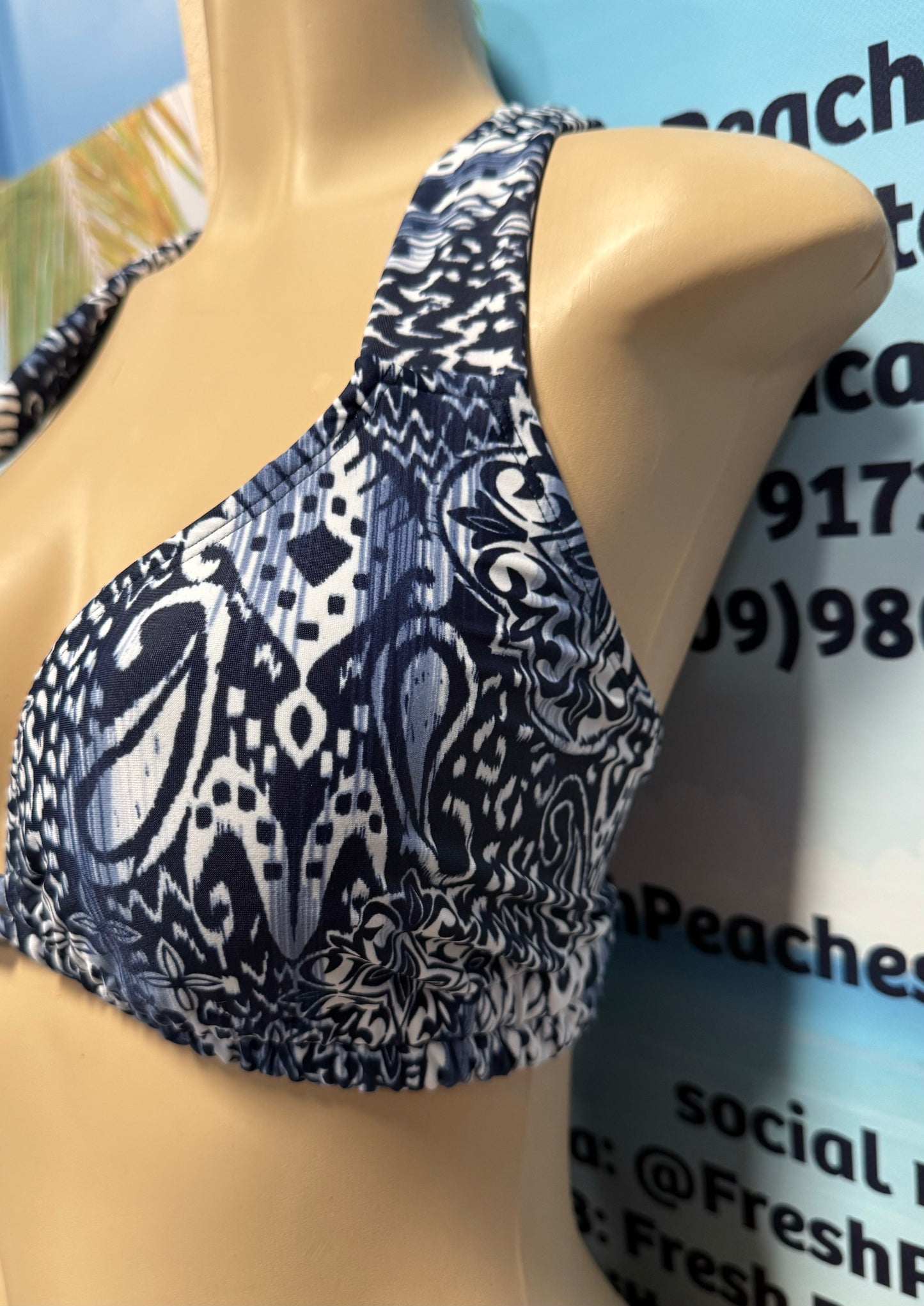 Lily Double String Top Navy Paisley