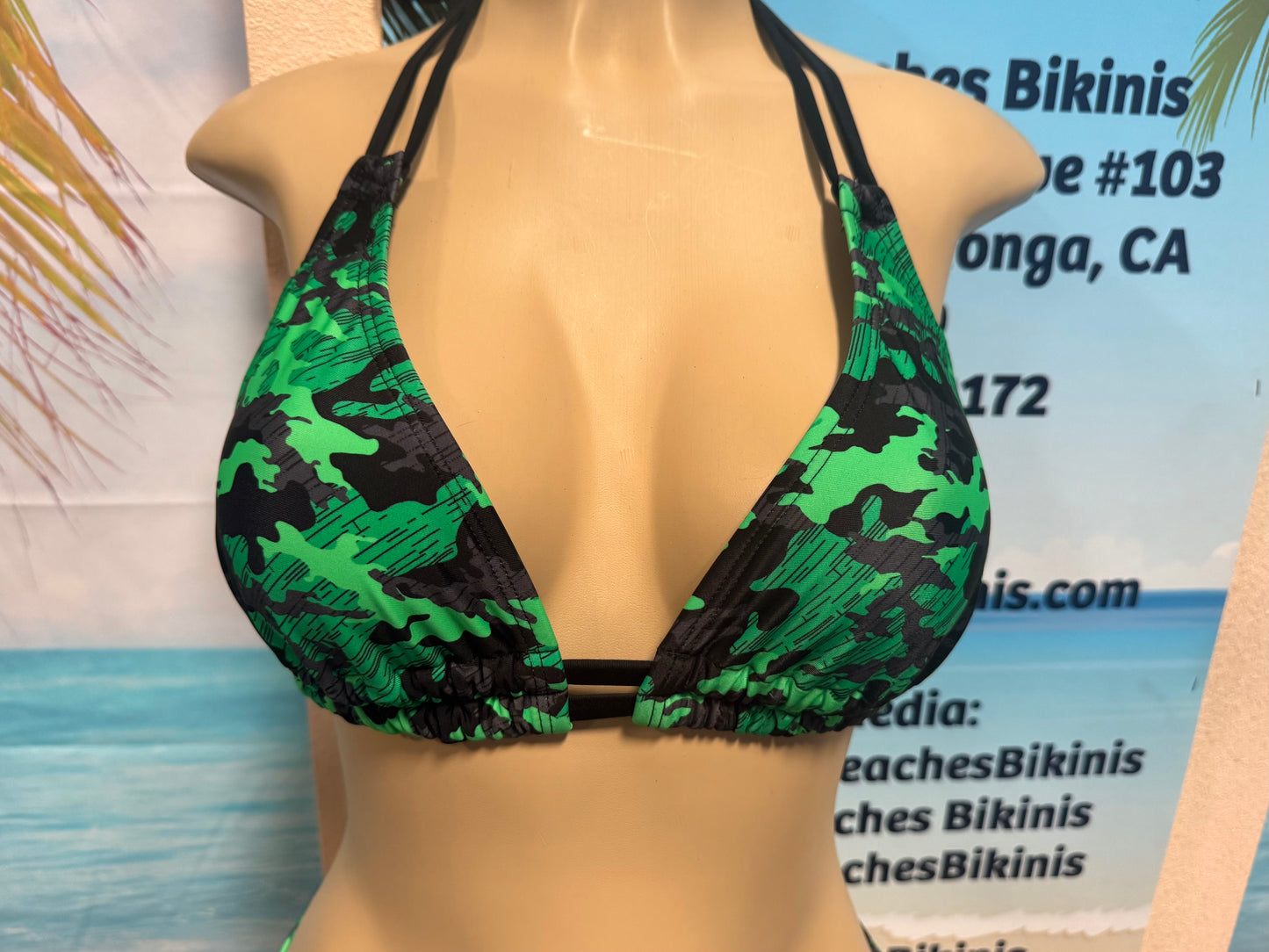 Lolita Double String Top Black Green Camouflage