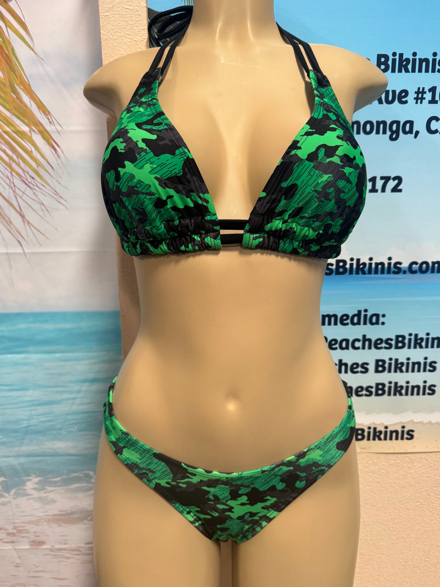 Lolita Double String Top Black Green Camouflage
