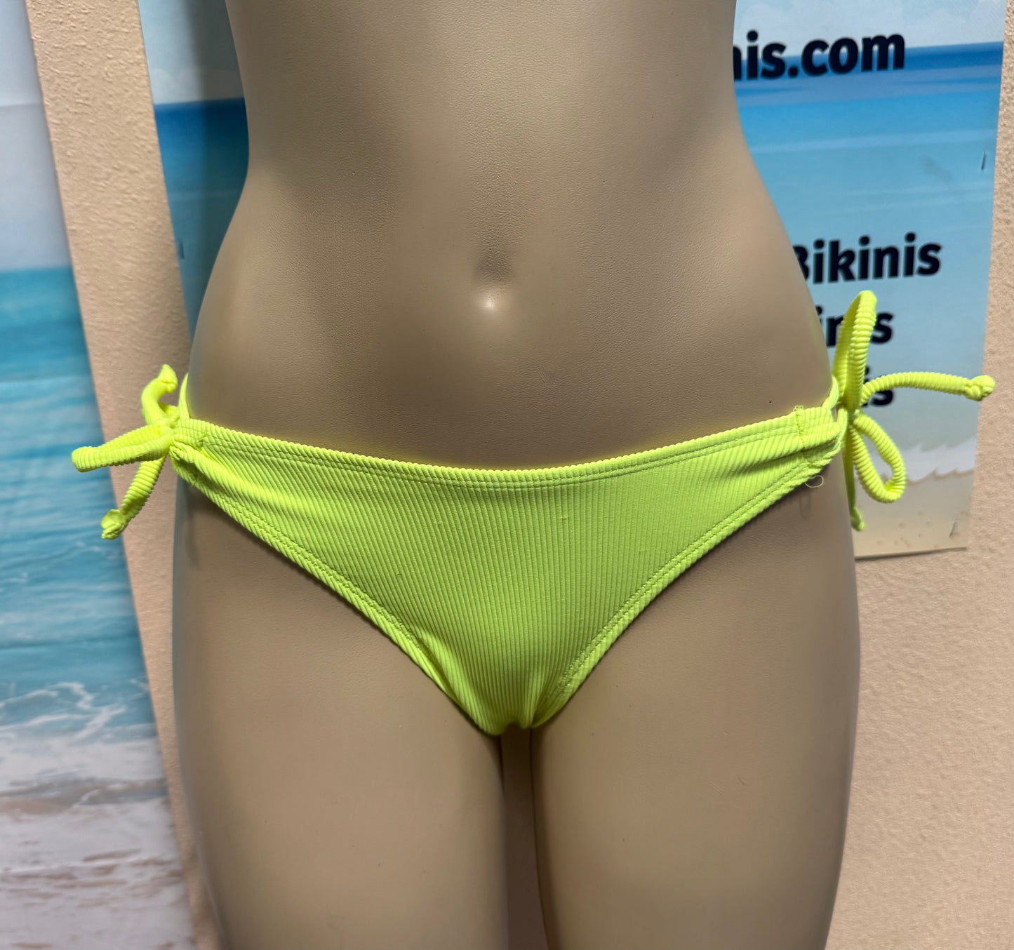 Cabo Tie Side Bottoms Neon Yellow Ribbed