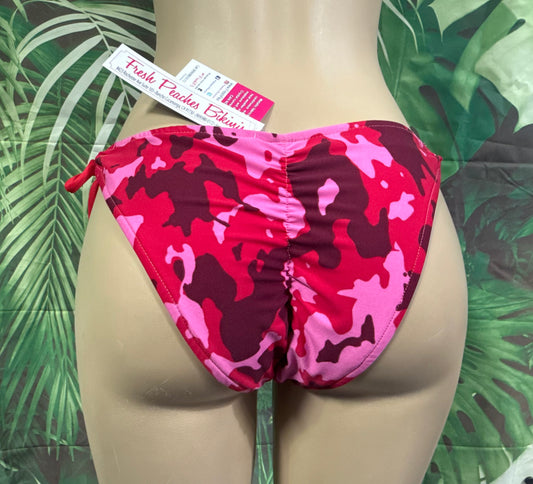 Cabo Tie Side Bottoms Red Pink Camouflage