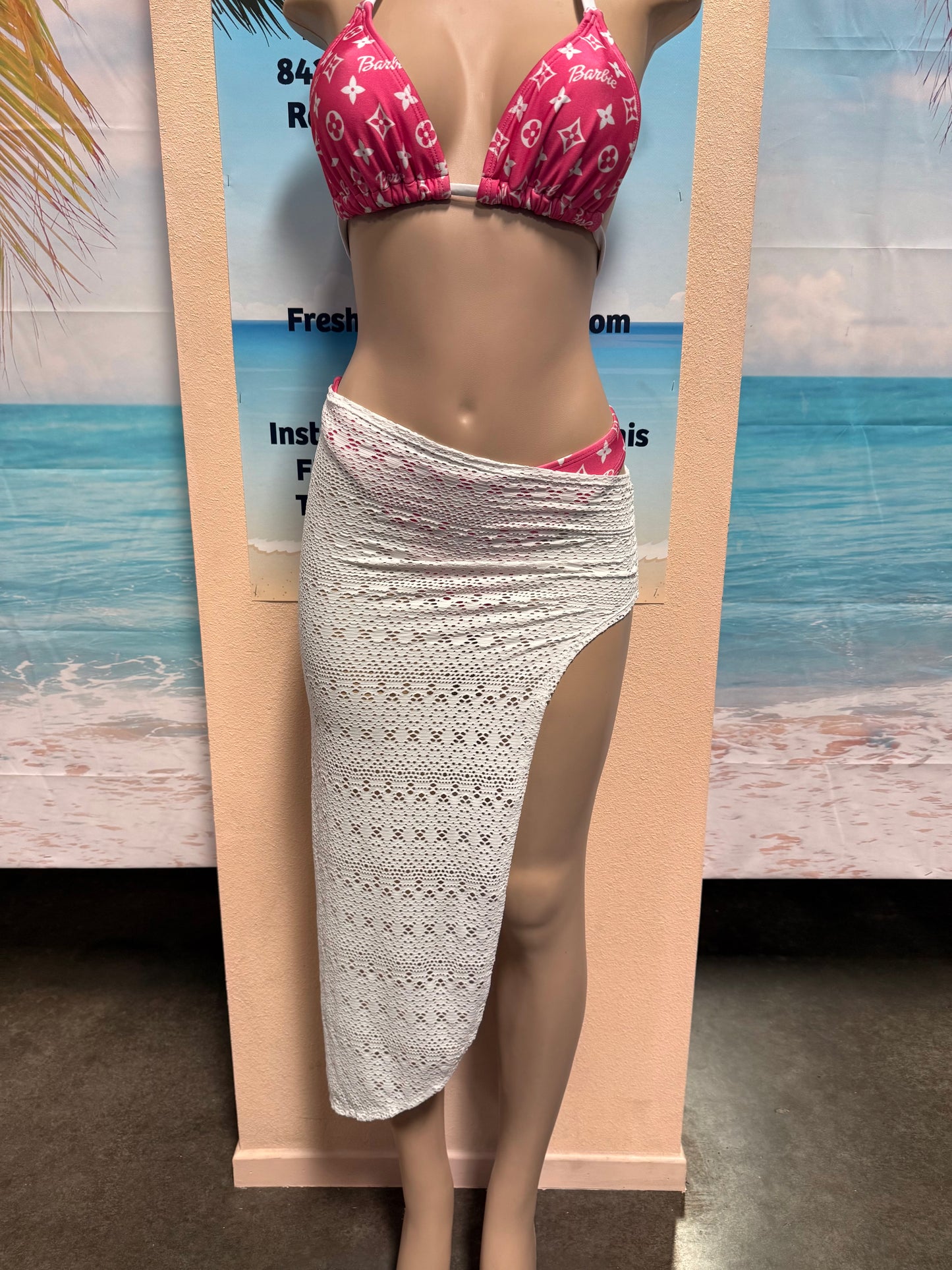 Ibiza Skirt White Crochet Net