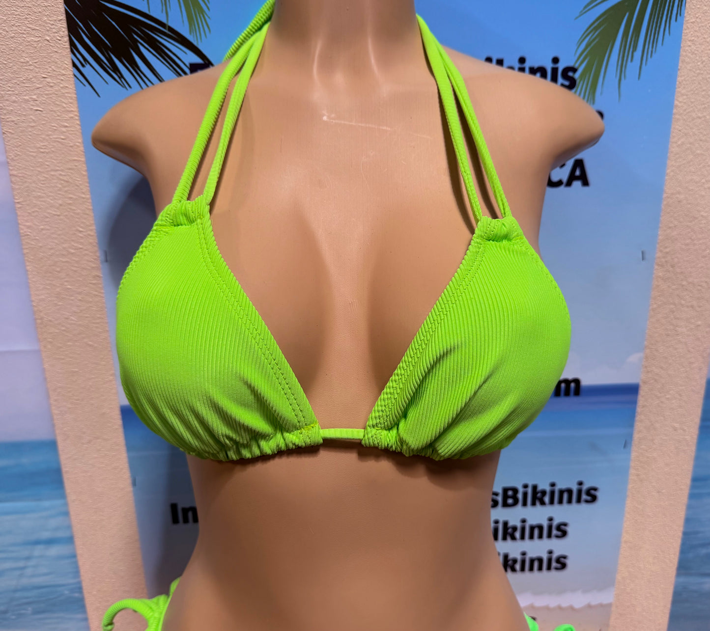 Layla Triangle Top Neon Green Ribbed