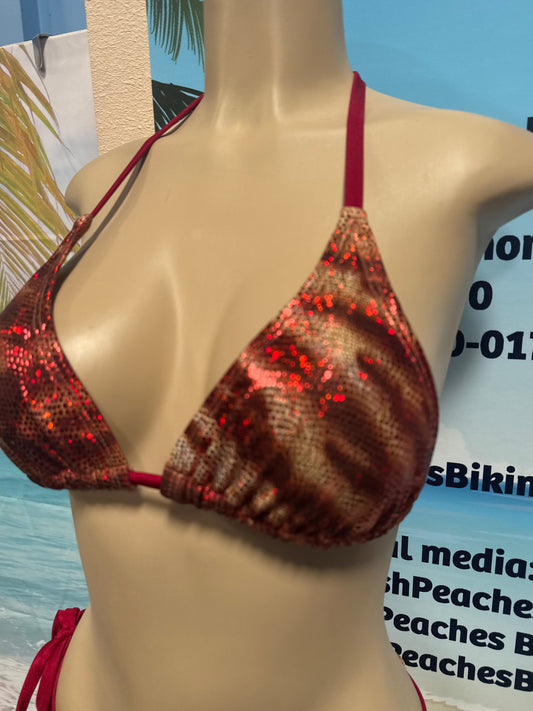 Lyla Triangle Top Burgundy Tiger