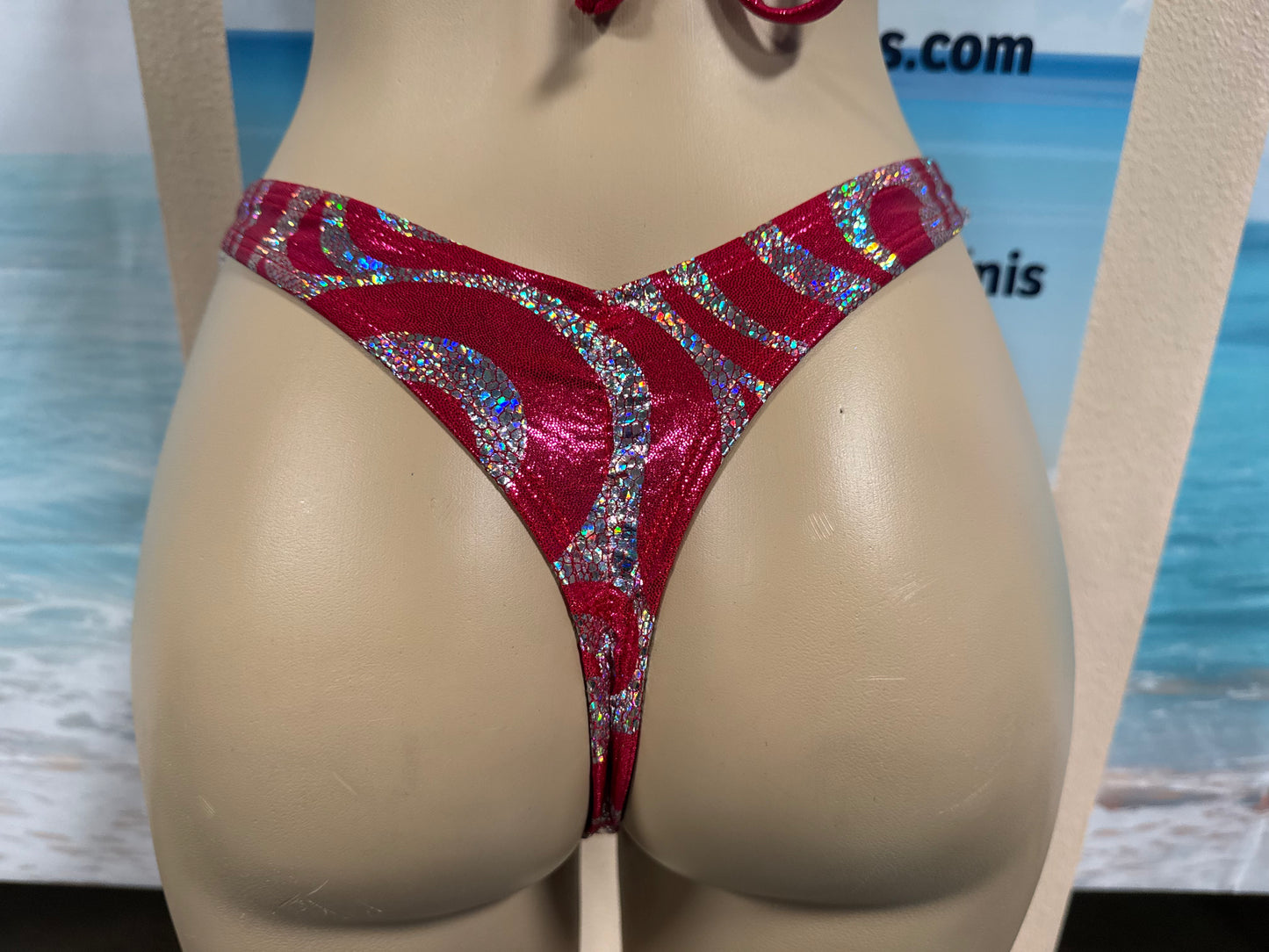 Thong Bottoms Pinky Red Swirl