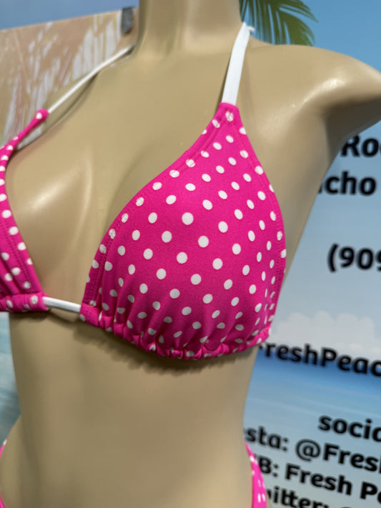 Lyla Triangle Top Hot Pink White Polka Dots